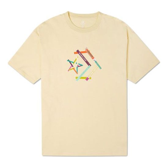 Converse Pattern Printing Sports Round Neck Short Sleeve Light Yellow T-Shirt 10022774-A03