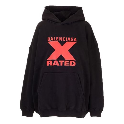 (WMNS) Balenciaga Micro Mark hooded Loose Hoodie Black 620947TIVA81076