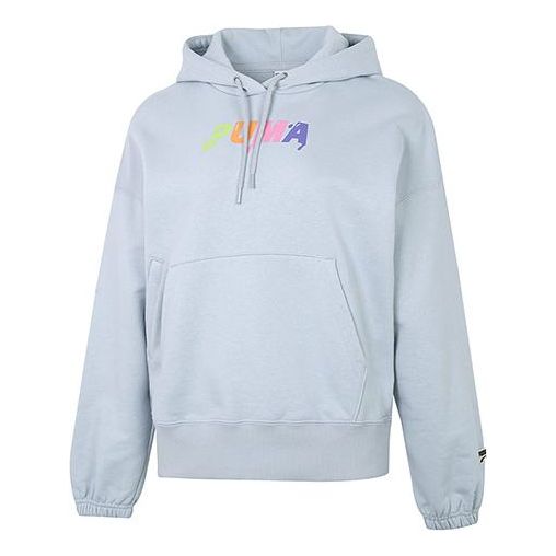 (WMNS) PUMA Downtown Logo Hoodie 'Teal' 533049-71