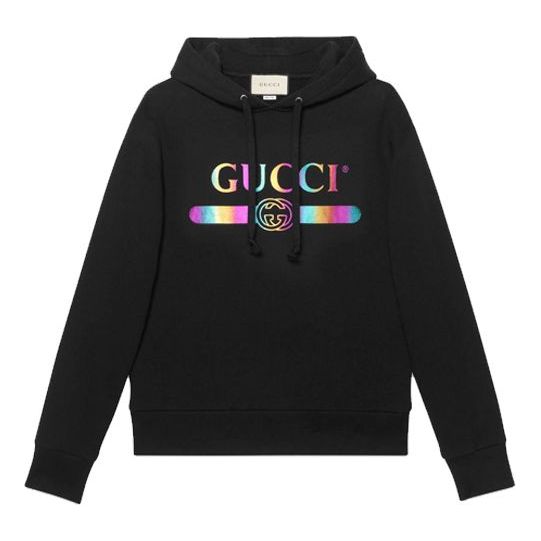 GUCCI Cotton Logo Pullover Hooded Sweatshirt 'Black' 475374-XJAPA-1082