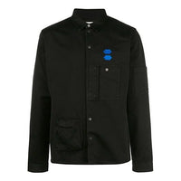 Men's Off-White Blue Logo Shirt Jacket Black OMGA080E19D050021000
