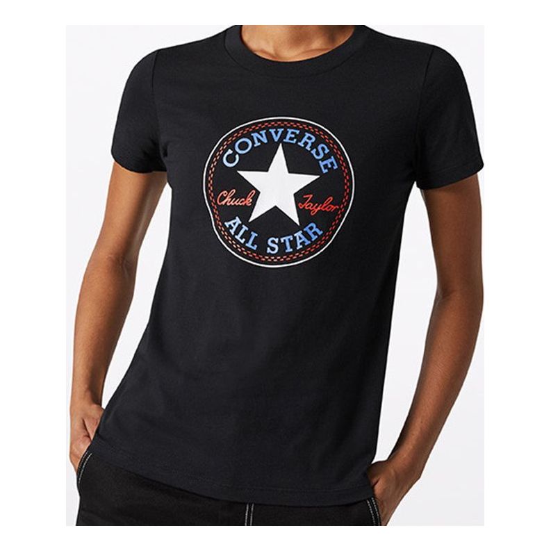 (WMNS) Converse All Star Round Neck Short Sleeve Black 10017759-A03