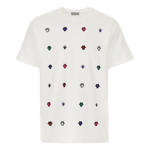 Men's DIOR SS21 Cotton Round Neck Short Sleeve White 863J611M0426-079