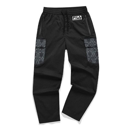 FILA FUSION x White Mountaineering Crossover Pocket Printing Loose Woven Sports Pants Black T11M127804F-BK