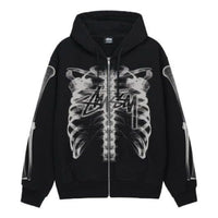 Stussy Rib Cage Zip Hoodie 'Black White' 1974948