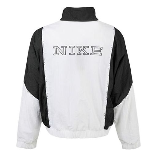 (WMNS) Nike Sportswear Full-length zipper Cardigan Splicing Contrasting Colors Woven Jacket White CJ3686-100