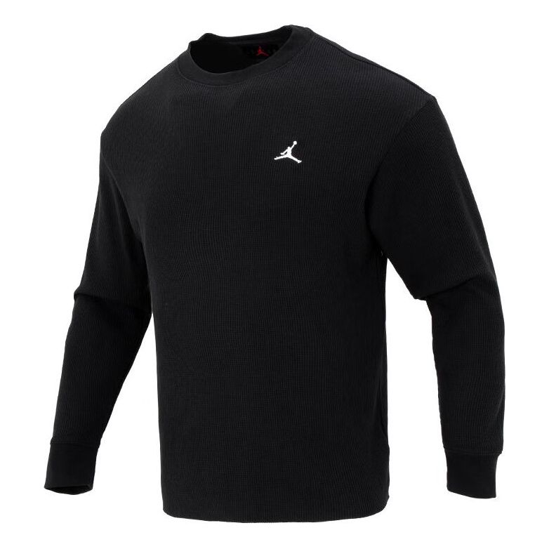 Air Jordan Essential Waffle Knit Long Sleeve Top Asia Sizing 'Black' FD7462-010