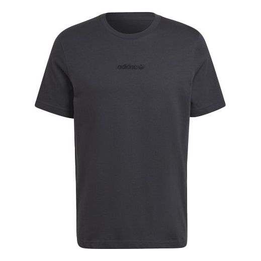 Men's adidas originals Casual Alphabet Printing Round Neck Short Sleeve Carbon Black T-Shirt HP0441