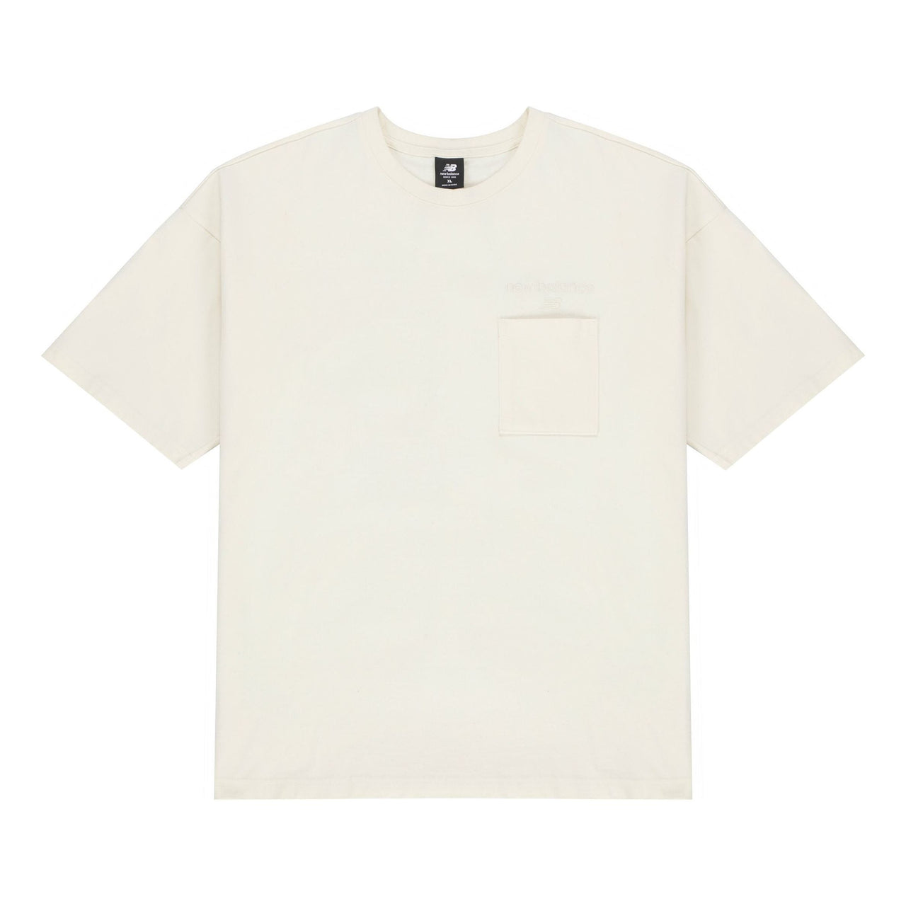 New Balance Logo Embroidered Pocket Knit Round Neck Short Sleeve Couple Style White AMT21549-IV