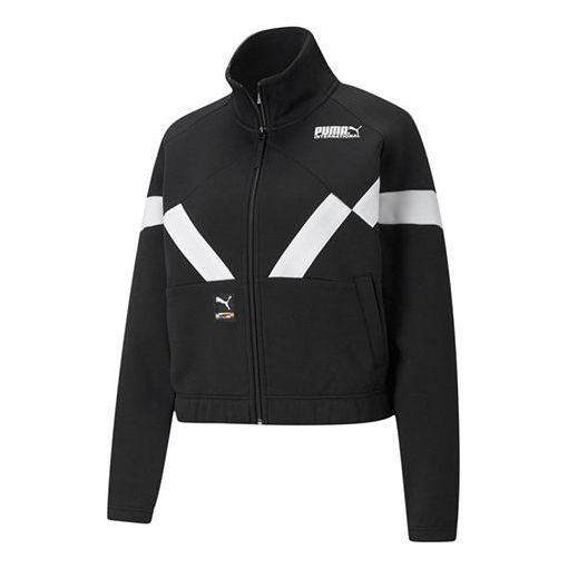 (WMNS) PUMA Pi Dblknit Logo Printing Stand-up Collar Jacket Black 531347-01