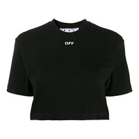 (WMNS) Off-White Logo Print Cropped Short Sleeve OWAA081E20JER0021001