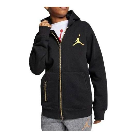 (GS) Air Jordan Jumpman Full-Zip Fleece Jacket 'Black Gold' HA5386-023