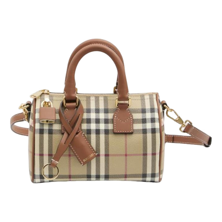 (WMNS) Burberry Mini Check Bowling Bag 'Briar Brown' 81185651