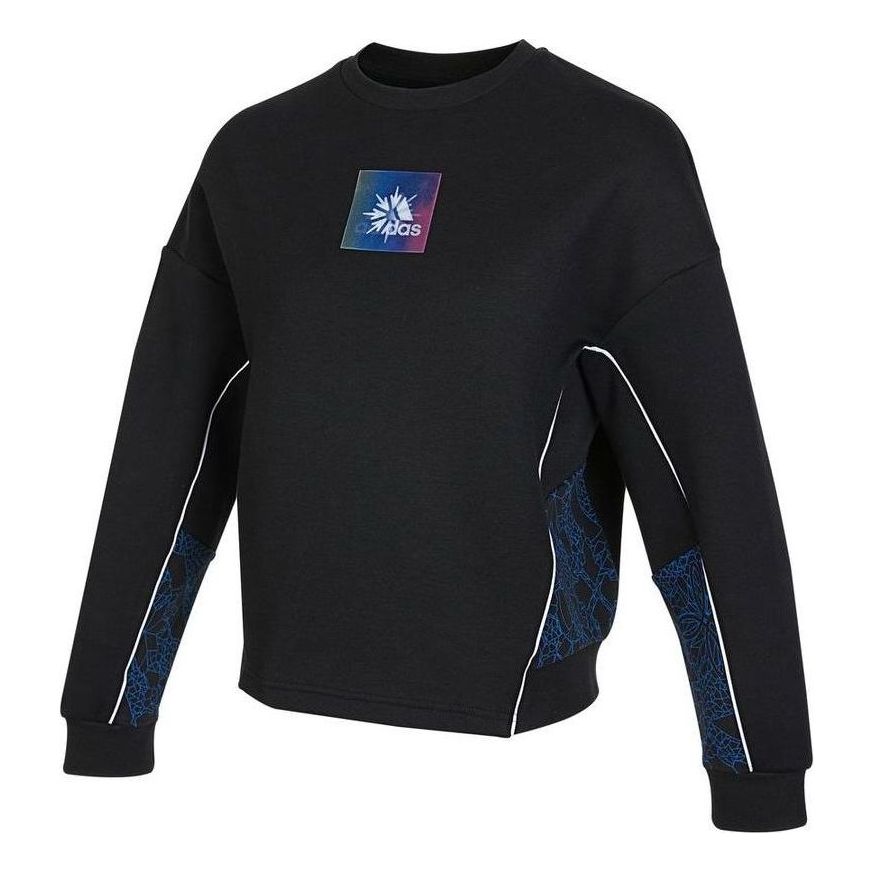 (WMNS) adidas Crew Sweatshirt 'Black Blue' HE2917