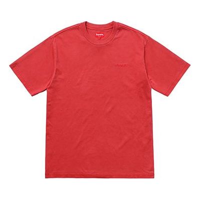 Supreme SS18 Overdyed Tee Red Washed Embroidered Logo Short Sleeve SUP-SS18-168
