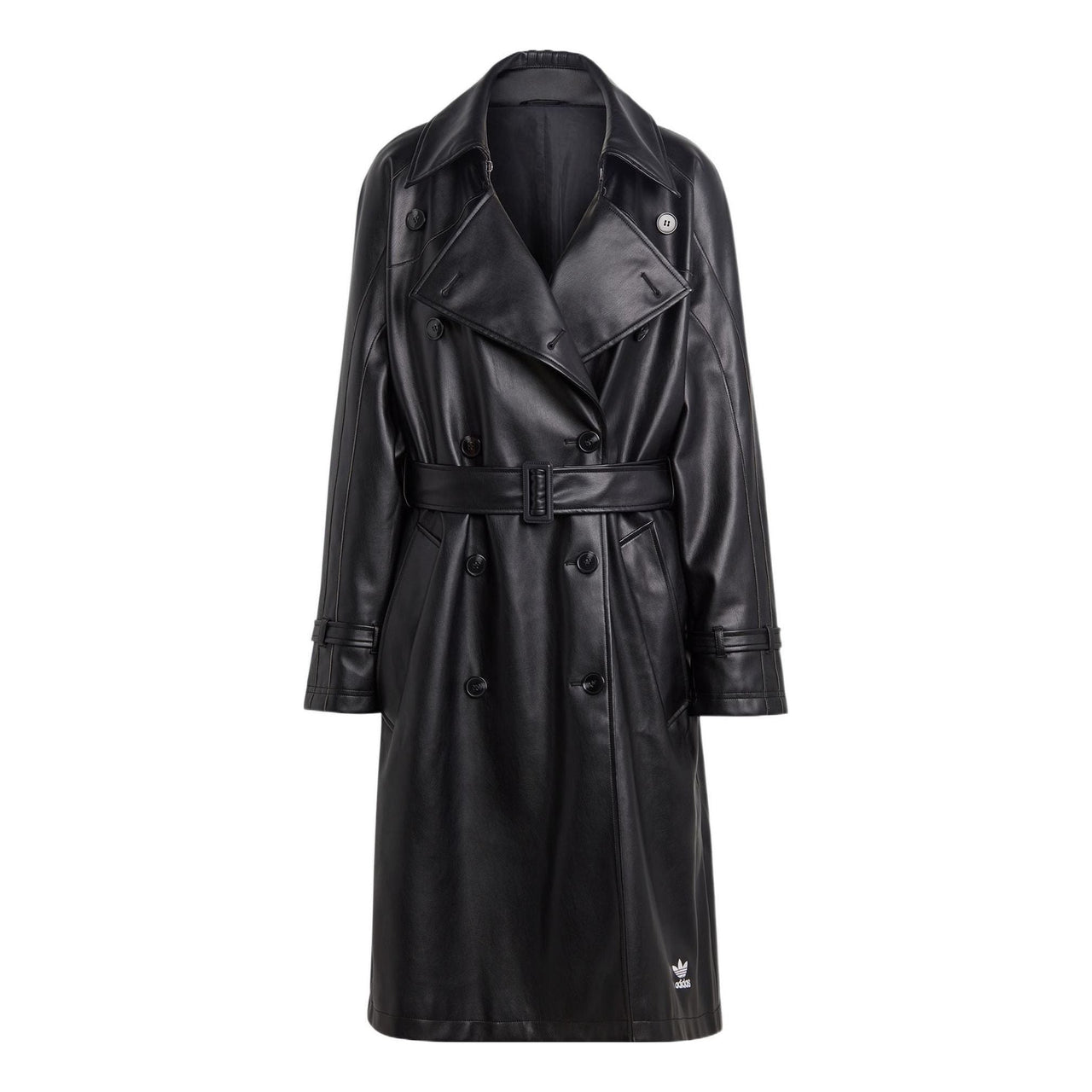 (WMNS) adidas Adicolor Trefoil Faux Leather Trench Coat 'Black' II6083