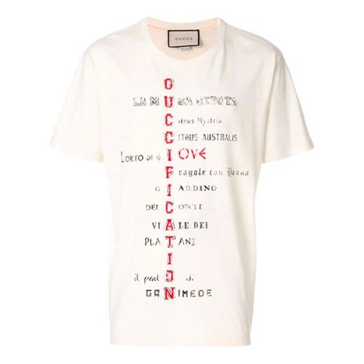 GUCCI Alphabet Printing Short Sleeve Creamy White 492347-X3N07-7550