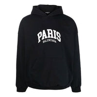 Balenciaga Cities Paris Hoodie Wide Fit 'Black White' 674986TLVL81070