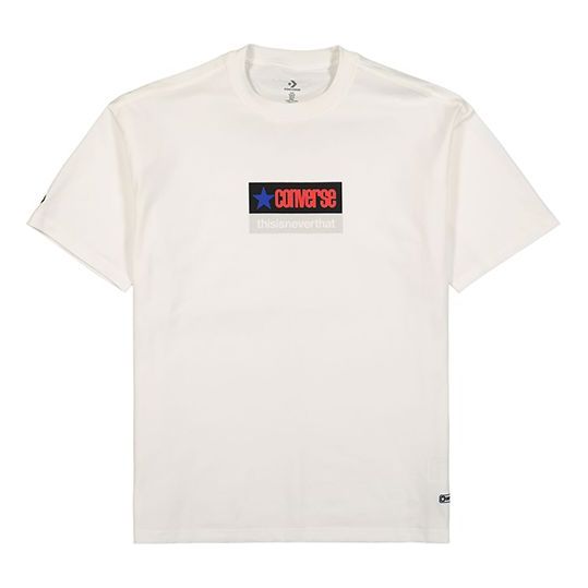 Men's Converse x Thisisneverthat Crossover Logo Printing Sports Round Neck Short Sleeve Creamy White 10022709-A01