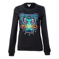 (WMNS) KENZO Embroidered Tiger Head Round Neck Black Hoodie F962SW7164X7-99
