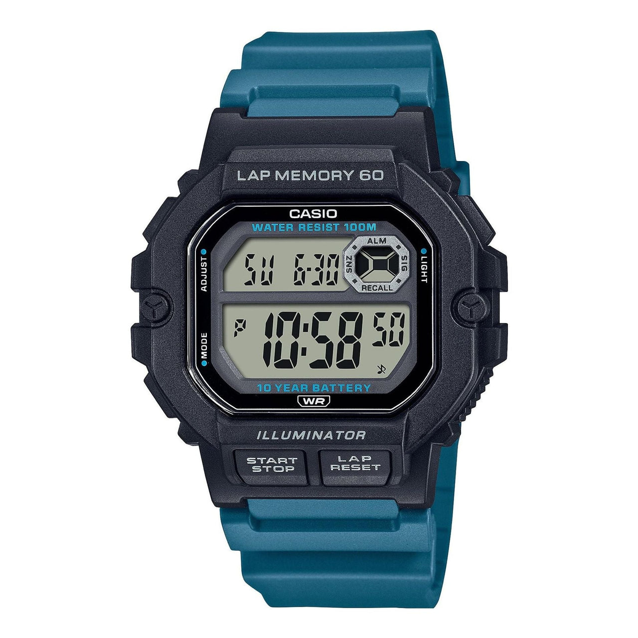 CASIO Fashion Stylish Quartz Watch Numeric Resin Strap Blue Black Unisex Mens WS-1400H-3AVD