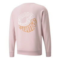 PUMA Downtown Logo Printing Sports Round Neck Pullover Pink Red 533037-36