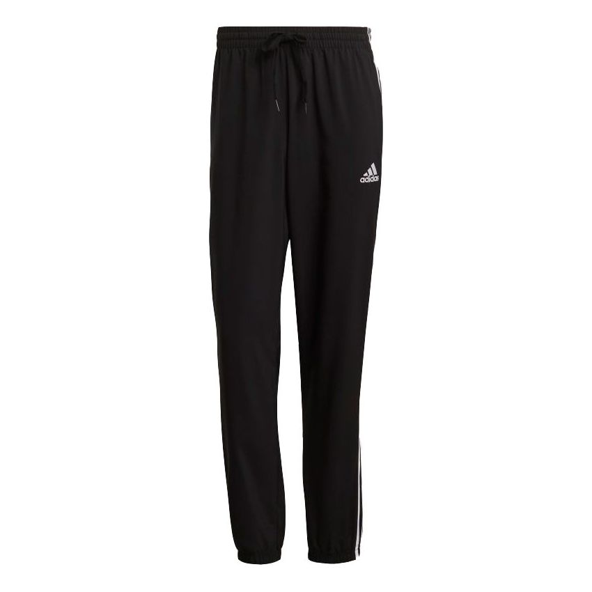 adidas Stripe Loose Straight Training Sports Pants Black GK8982