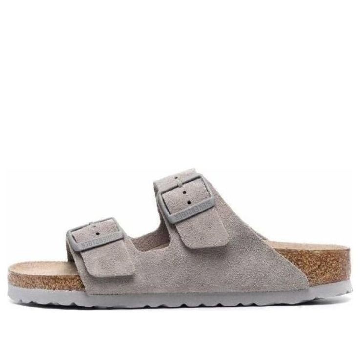Birkenstock Arizona Soft Footbed Suede Leather Narrow Fit Sandals 'Stone Coin' 1020557