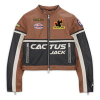 (WMNS) Air Jordan x Travis Scott Leather Moto Jacket 'Archaeo Brown' DX6168-256