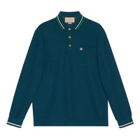 Gucci Wool Cotton Jersey Long Sleeve Polo Shirt 'Dark Blue' 752608-XJFTM-4330