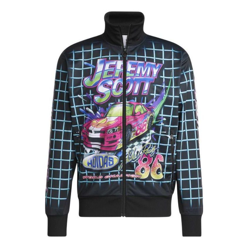 adidas originals x JEREMY SCOTT Crossover Cartoon Plaid Printing Sports Jacket Black HG6509