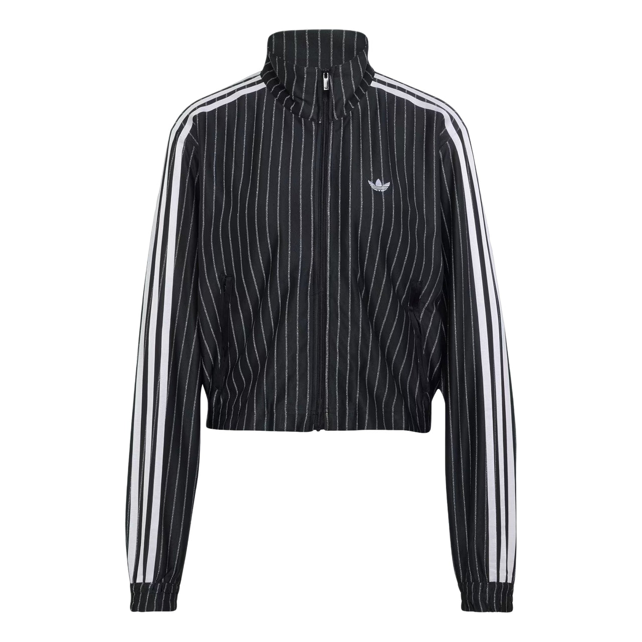 (WMNS) adidas Firebird Pinstripe Track Jacket Asia Sizing 'Black Silver Metallic' KR9576