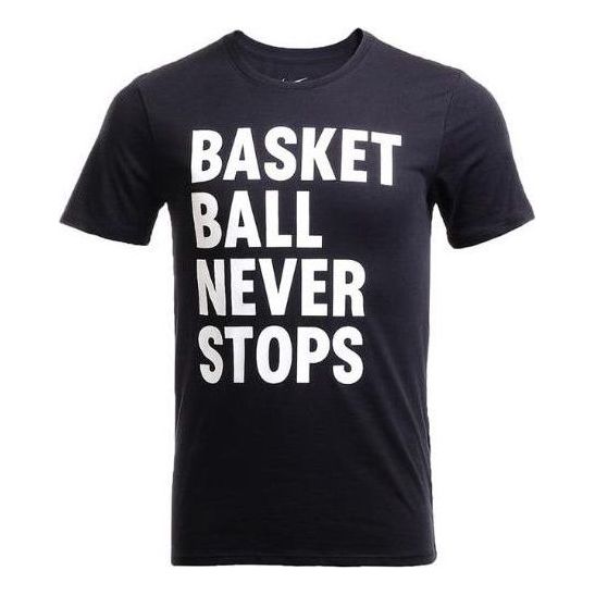 Men's Nike Alphabet Casual Round Neck Short Sleeve Black T-Shirt 778493-011