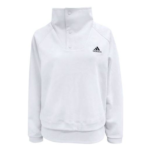 (WMNS) adidas Logo Printing Solid Color High Collar Hoodie White H07400