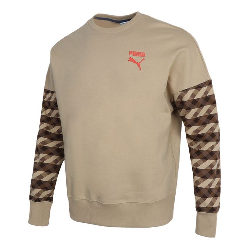 PUMA Kontrast Crew Neck Sweater 'Brown Black Red' 531488-97