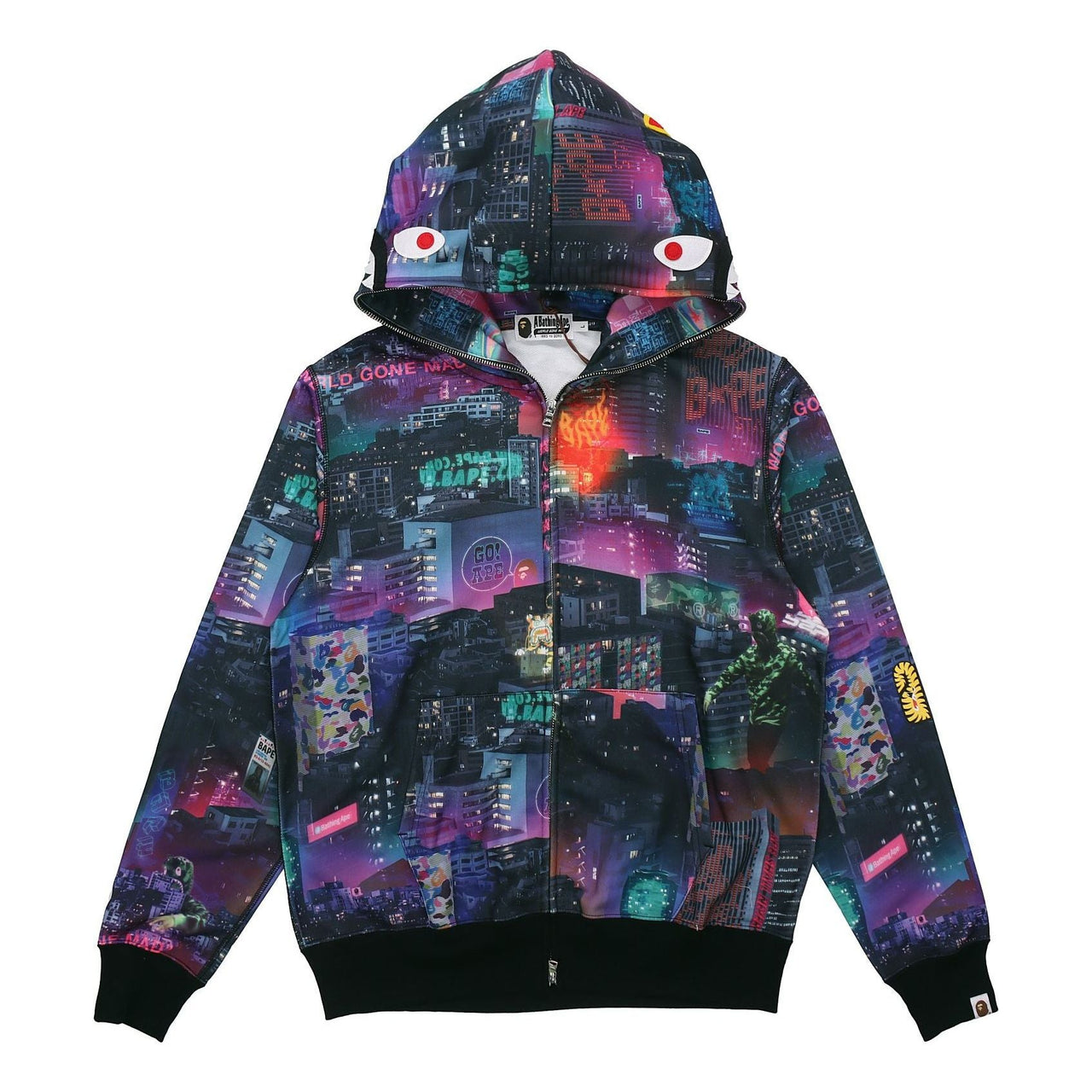 A Bathing Ape Shark Neon Tokyo Full Zip Hoodie 'Purple' 1G30-115-020