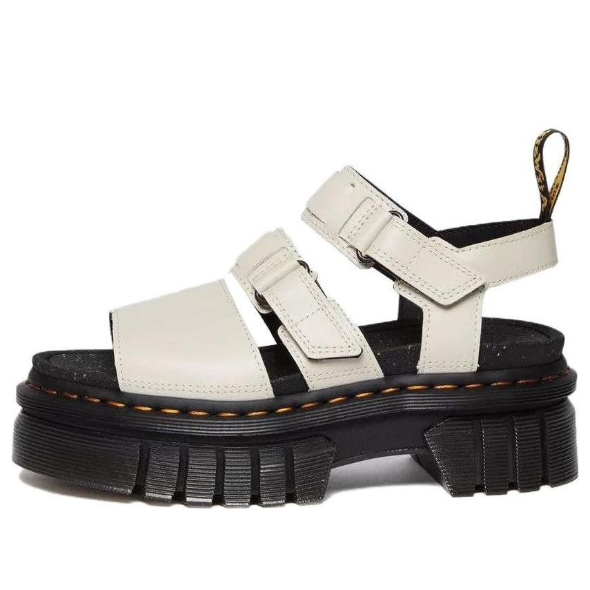 (WMNS) Dr. Martens Ricki Nappa Lux Leather 3-Strap Platform Sandals 'White Black' 30572055