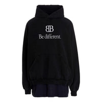 Balenciaga BB Be Different Patched T-Shirt Hoodie 'Black' 720406TNVV11070