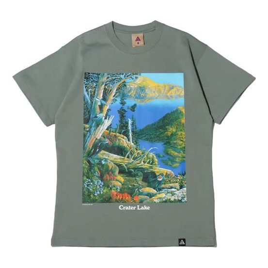 Nike ACG Crater Lake Sports Printing Pattern Round Collar Male Green DA4878-365