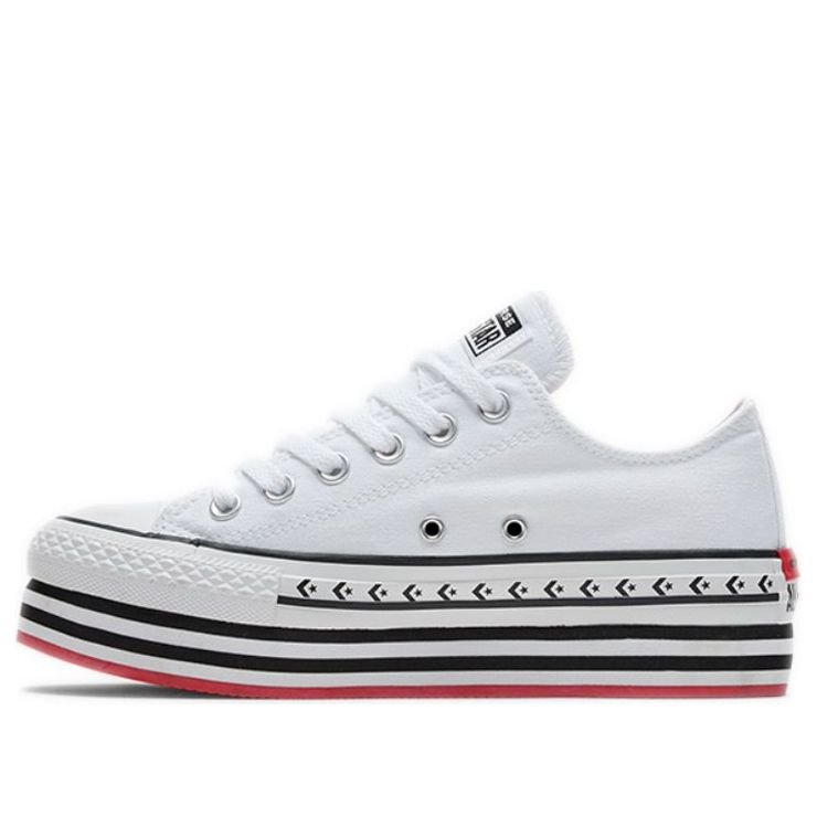 (WMNS) Converse Chuck Taylor All Star Platform Layer Low 'Logo Play - White' 566762C