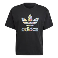 (WMNS) adidas originals Love Unites Tre Casual Breathable Fabric Multi-Color Logo Sport Short Sleeve Black HE2520