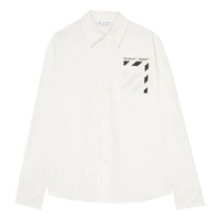 Men's Off-White FW22 Pocket Diagonal Stripes Printing Long Sleeves White Shirt OMGA220C99FAB0010110