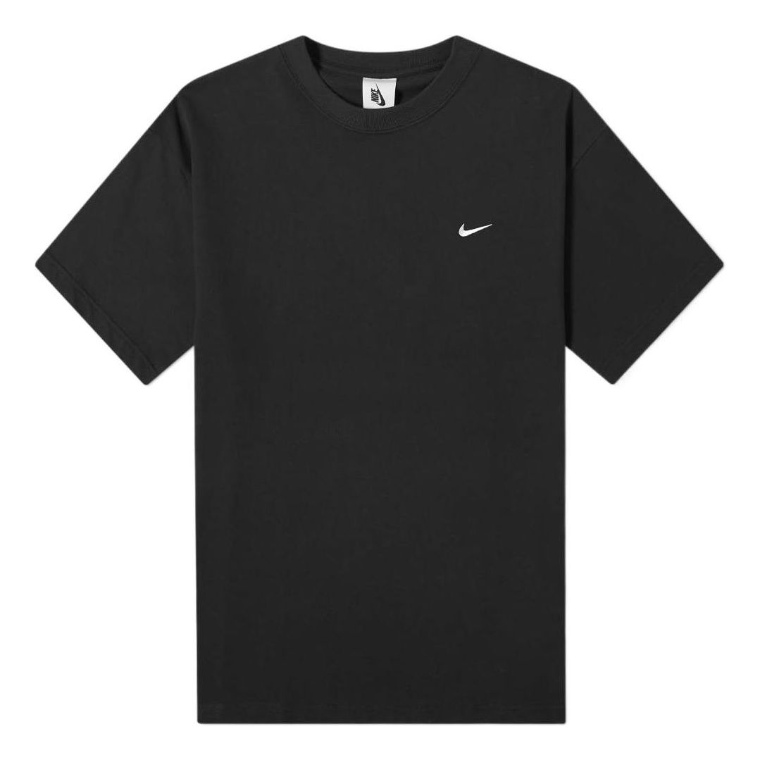 Nike Solo Swoosh Mens T-Shirt Printing Logo Solid Color Round Neck Short Sleeve Black CV0559-010