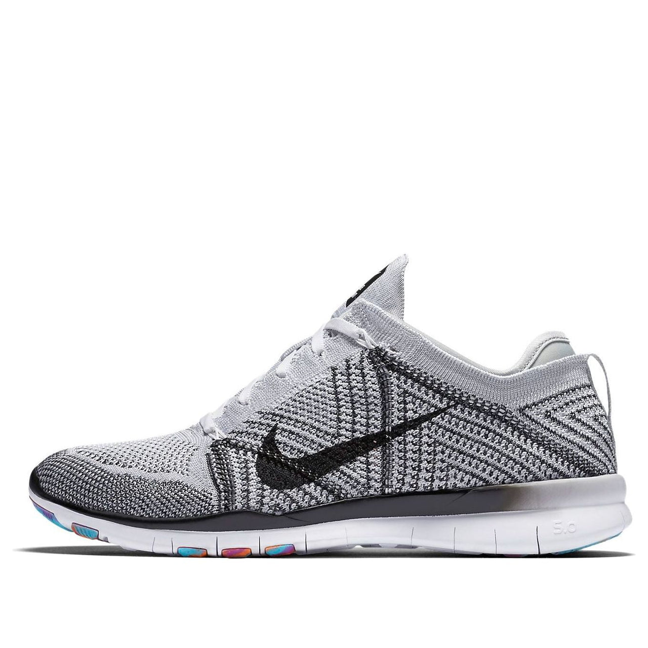 (WMNS) حذاء جري Nike Free TR Trainer Flyknit منخفض الرقبة أسود/أبيض/رمادي 718785-100