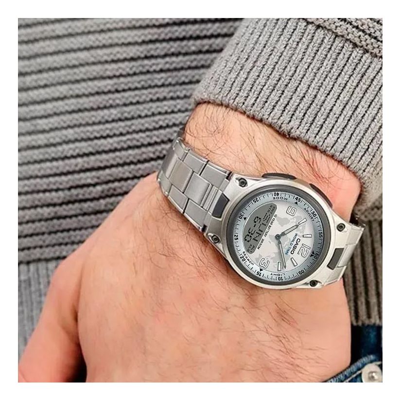 CASIO Stainless Steel Strap Silver Analog/Digital Combo AW-80D-7A22021