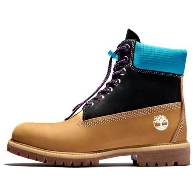 Timberland Premium 6 Inch Waterproof Boots 'Wheat Nubuck with Black and Blue Collar' A2N93231