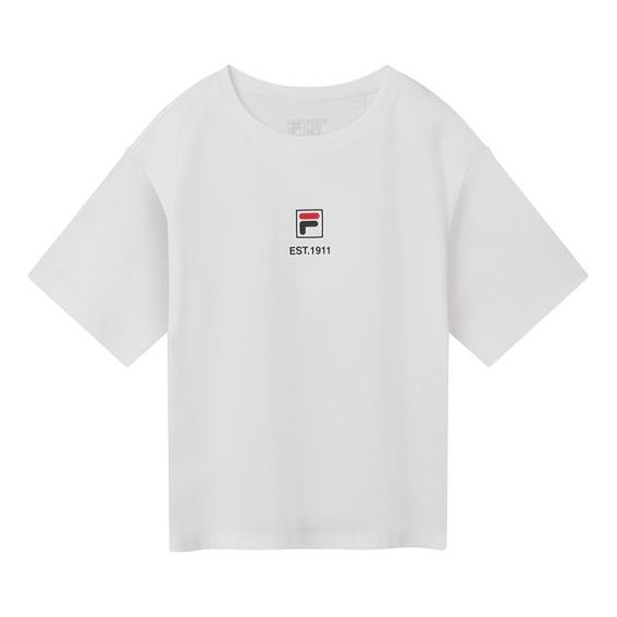 FILA SPORTIVA White Blue Splicing Short Sleeve Unisex White F11W938128F-WT