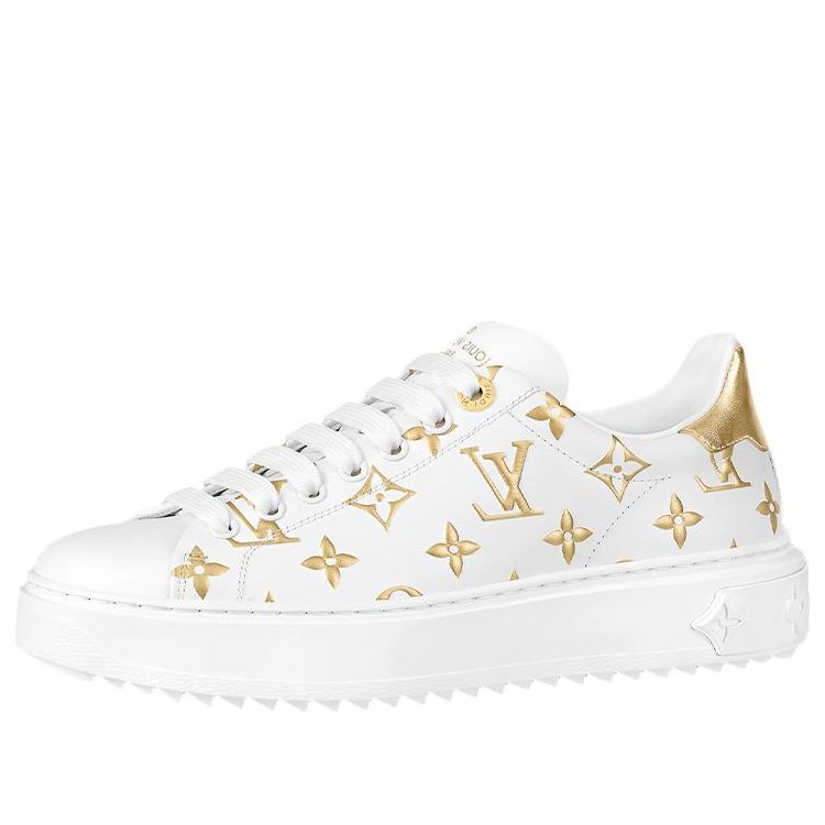 (WMNS) LOUIS VUITTON Time Out Sneakers 'White with Gold Monogram' 1A8TAA