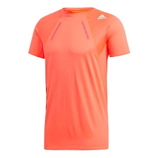 adidas Round Neck Logo Printing Sports Short Sleeve Orange Red FK0738