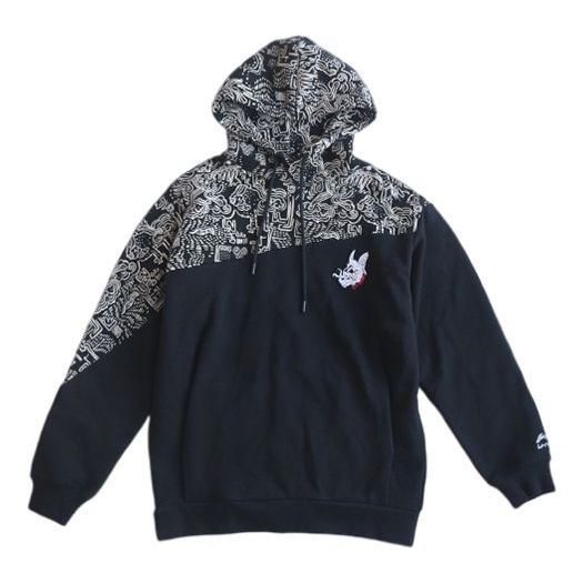Li-Ning Sports Basketball Series Casual Sports Printing Hoodie 'Black White' AWDRA43-1